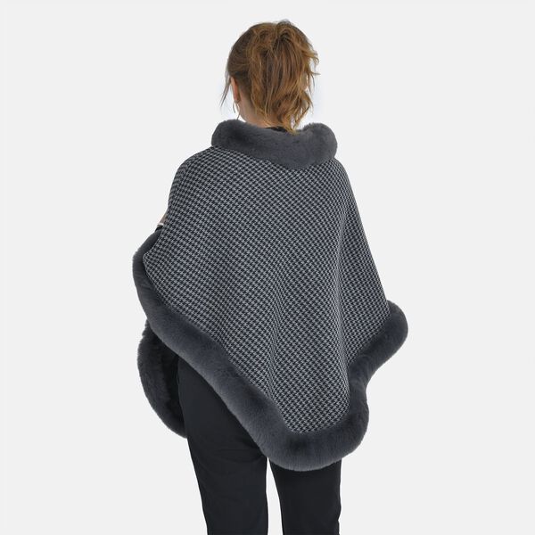 Kunstpelz-Poncho, 70x92 cm, grau image number 2