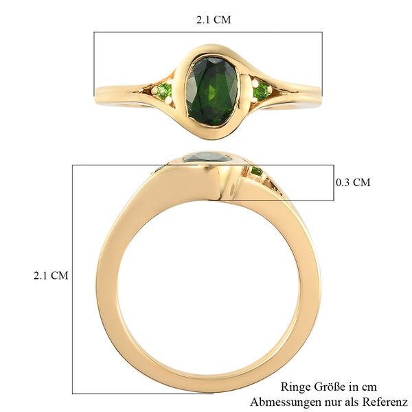 Nat&uuml;rlicher Chromdiopsid Ring 925 Silber vergoldet  ca. 0,90 ct image number 7
