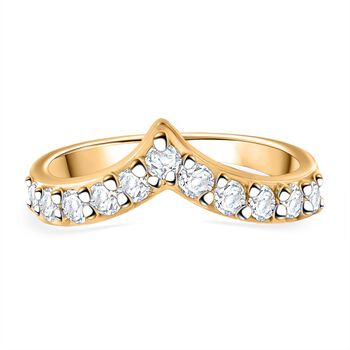 Moissanit Ring 925 Silber Gelbgold Vermeil (Gr&ouml;&szlig;e 16.00) ca. 0,68 ct