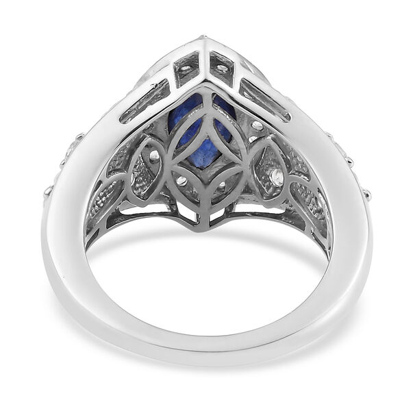 Masoala Saphir (Fissure gef&uuml;llt) und Zirkon Ring 925 Silber platiniert image number 6