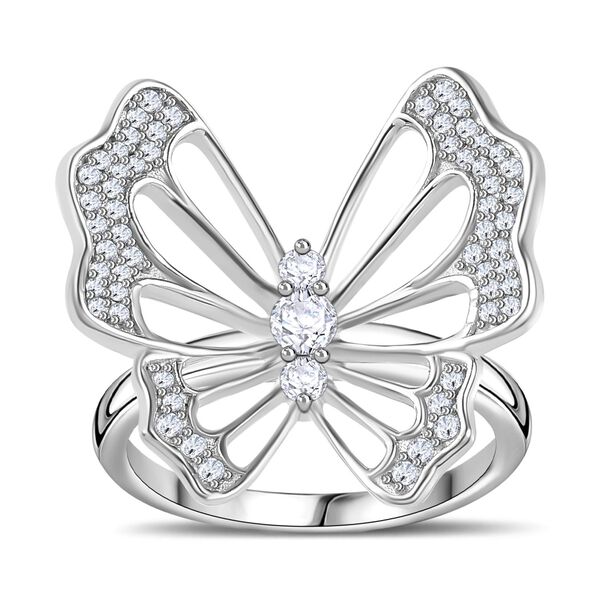 GP Italian Garden Kollektion- Wei&szlig;er Diamant und blauer Saphir-Ring, 925 Silber rhodiniert - 0,51 ct, image number 4