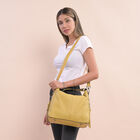 Handtasche aus 100% echtem Leder mit abnehmbarem Riemen, Gelb  image number 1