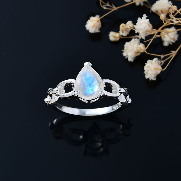 Regenbogen Mondstein Ring 925 Silber (Gr&ouml;&szlig;e 21.00) ca. 1,59 ct image number 3