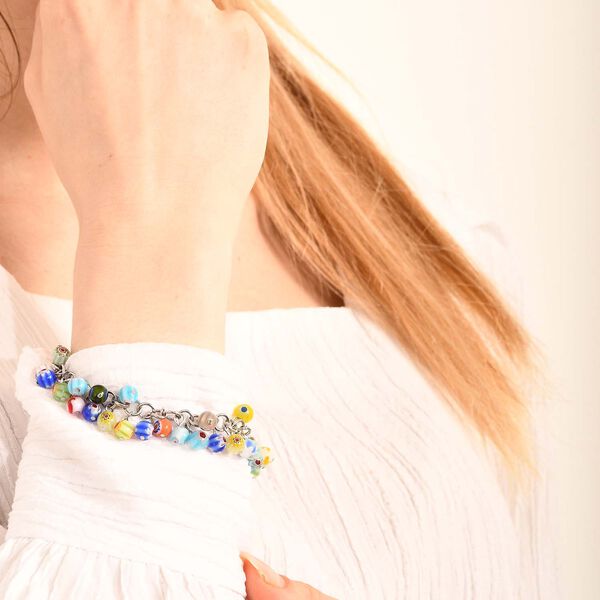 Mehrfarbiges Armband/ Fußkettchen im Murano-Stil, 19+10cm image number 10