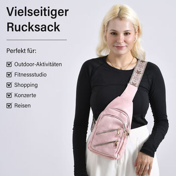 Rucksack aus Nylon mit RFID-Schutz, 19x8x32 cm, Rosa