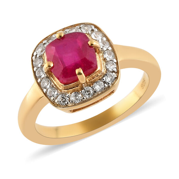 Afrikanischer Rubin und Zirkon Ring 925 Silber vergoldet  ca. 1,90 ct image number 4