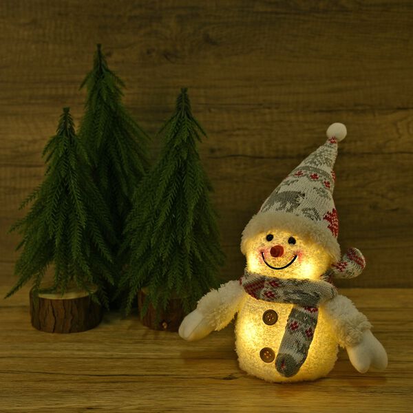 Schneemann mit LED lichter, 25 cm, 3AAA (nicht inkl.), Weiß image number 2