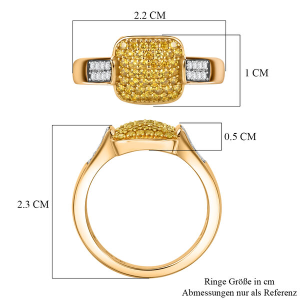 D'Joy Wei&szlig;er Diamant, Gelber Diamant Ring 925 Silber 750 Gelbgold vermeil (Gr&ouml;&szlig;e 20.00) ca. 0,48 ct image number 6