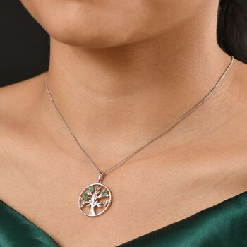 Kagem Sambischer Smaragd, Wei&szlig;er Zirkon Anh&auml;nger 925 Silber platiniert ca. 0.51 ct