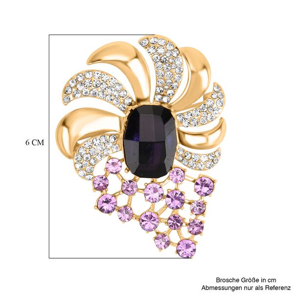 Wei&szlig;e und lila Kristall-Brosche image number 5
