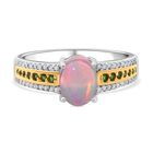 AA Natürlicher, äthiopischer Welo Opal, Natürlicher Chromdiopsid Ring 925 Silber rhodiniert (Größe 17.00) ca. 1,69 ct