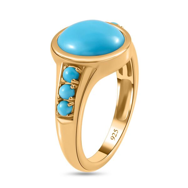 AA Sleeping Beauty Türkis Ring 925 Silber Gelbgold Vermeil (Größe 17.00) ca. 4,99 ct image number 5