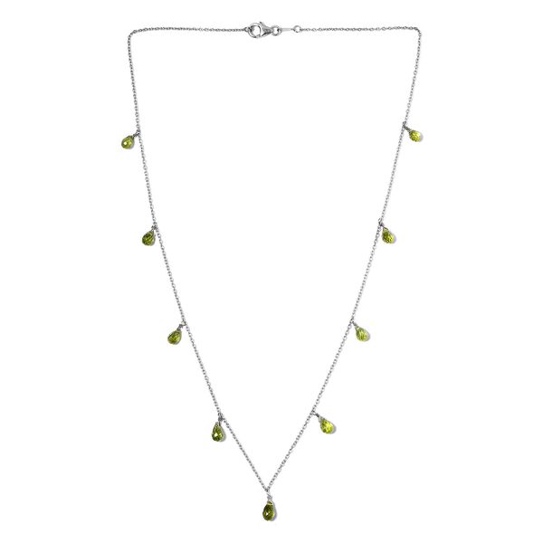 Peridot Halskette 50 cm 925 Silber platiniert ca. 10,00 ct image number 4