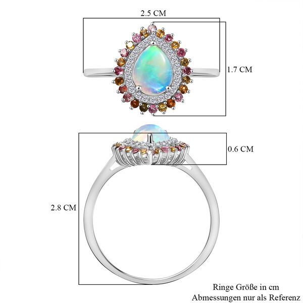 D'Joy AA Natürlicher, äthiopischer Welo Opal, Mehrfarbig-Turmalin Ring 925 Silber rhodiniert (Größe 17.00) ca. 1.74 ct image number 7