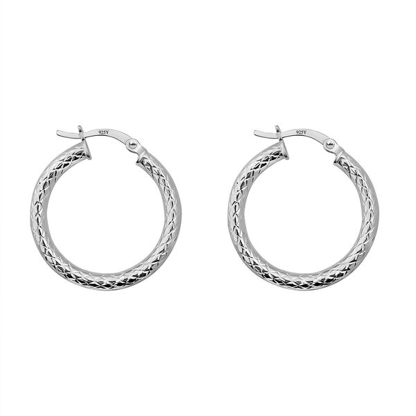 Infinity Creolen mit Diamantschliff-Muster in Silber image number 3