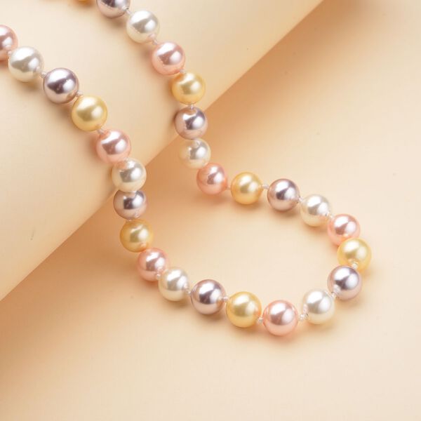 Mehrfarbige Muschelperle Silberfarbenes Perlenkollier 295,00 Ct image number 2