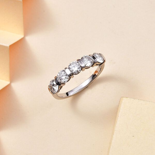 Moissanit Ring, 925 Silber rhodiniert - 1,13 ct. image number 1