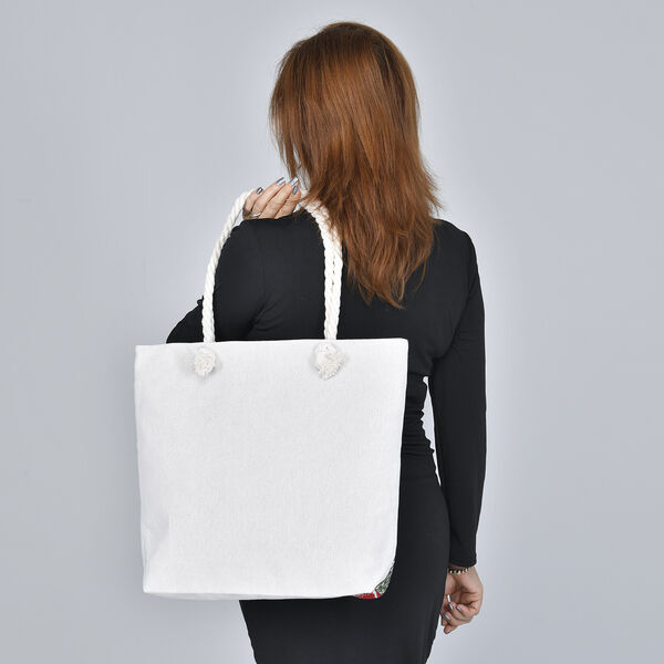 Jute Handtasche, Rentier Muster, Größe 42x34x9x37 cm, Rot image number 2