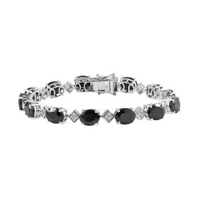 Elite Shungit, Weißer Zirkon Armband ca. 19 cm 925 Silber rhodiniert ca. 13,49 ct.