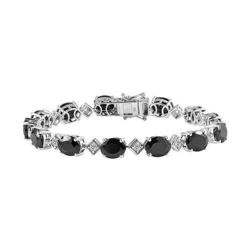 Elite Shungit, Weißer Zirkon Armband ca. 19 cm 925 Silber rhodiniert ca. 13,49 ct. image number 0