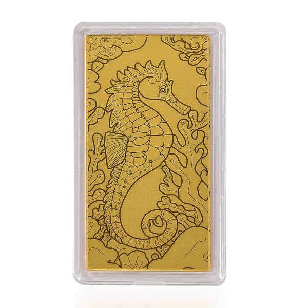 999er Gold-Barren mit Seepferdchen-Motiv