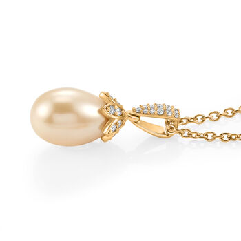 EVER TRUE Rosa S&uuml;&szlig;wasser Perle (13x9 mm), Wei&szlig;er Zirkon Schmuckset ca. 50 cm