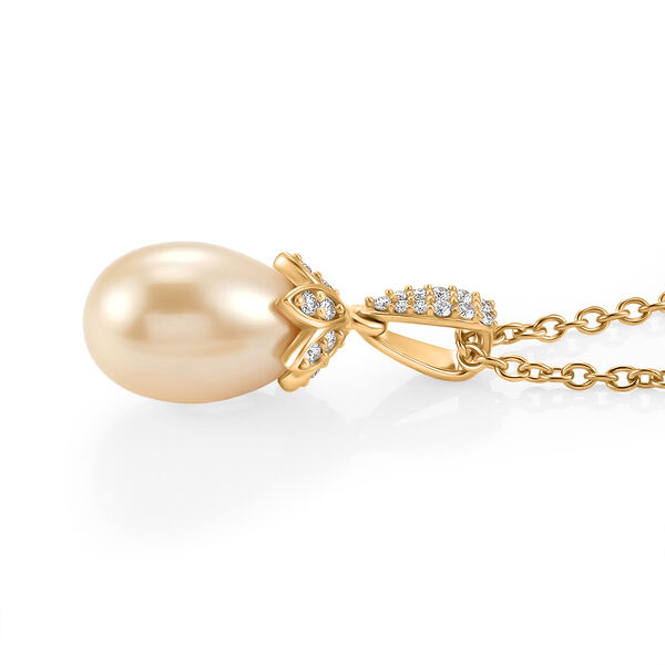 EVER TRUE Rosa S&uuml;&szlig;wasser Perle (13x9 mm), Wei&szlig;er Zirkon Schmuckset ca. 50 cm image number 3