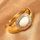 Natürlicher Äthiopischer Opal und Zirkon Ring 925 Silber Gelbgold Vergoldet image number 1