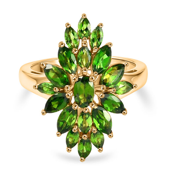 Nat&uuml;rlicher Chromdiopsid-Ring, 925 Silber vergoldet  ca. 2,40 ct