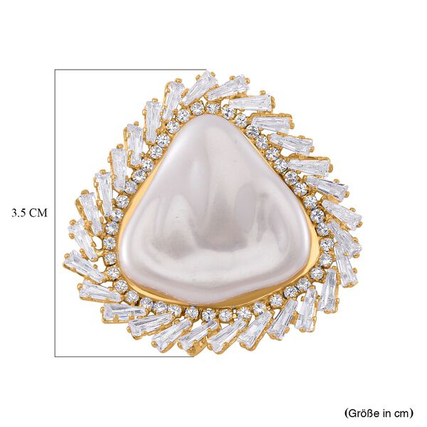 Edle Perlen-Ohrringe mit wei&szlig;en Kristallakzenten, goldfarben image number 4