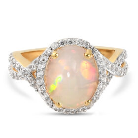 Natürlicher, äthiopischer Opal und Natürlicher, äthiopischer Opal und Zirkon-Ring - 2,96 ct.