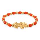 Roter Achat Pixiu Armband, flexibel, gelb vergoldet ca. 35.00 ct