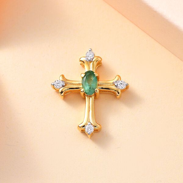 AA Tansanit und Moissanit Kreuz-Anhänger, ca. 0,37 ct. image number 2