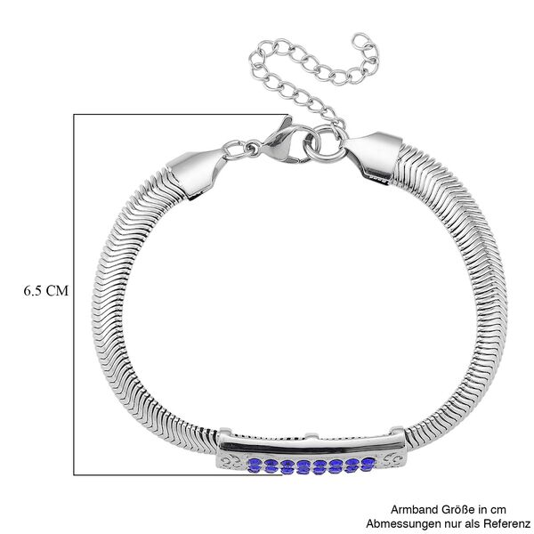 Blaues 19+5 cm Kristallarmband in Silberton image number 4