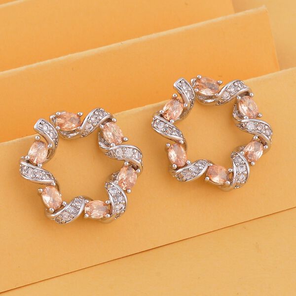 Champagner und wei&szlig;e Zirkonia-Ohrringe image number 2