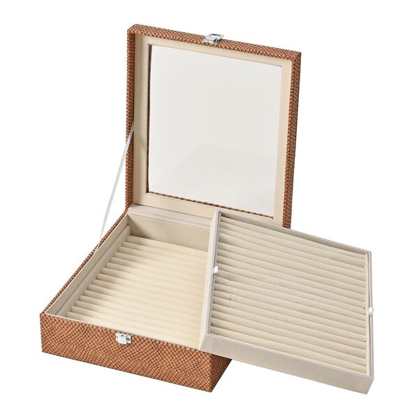 2-lagige Schlangenhaut-Design Ringkaste für 300 Ringe 30.5x27x8.5cm, Braun image number 5