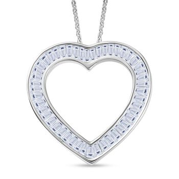 LUXURIANT VS-EF Labor Diamant Herz Anh&auml;nger mit 50cm Kette, 925 Silber rhodiniert - 2 ct.