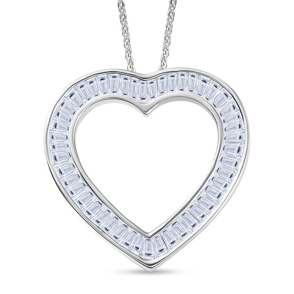 LUXURIANT VS-EF Labor Diamant Herz Anh&auml;nger mit 50cm Kette, 925 Silber rhodiniert - 2 ct.