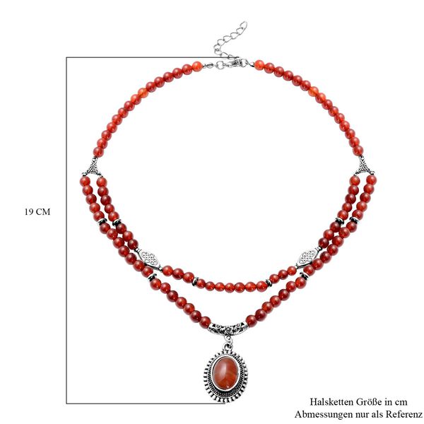 Rote Achat-Halskette, ca. 45 cm, silberfarben ca. 223,50 ct image number 4