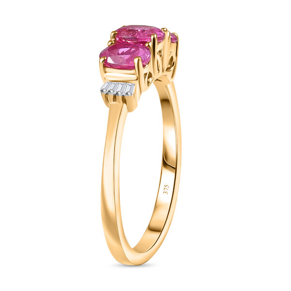 AAA Montepeuz Rubin und Diamant Ring in 375 Gold - 1,30 ct. image number 5