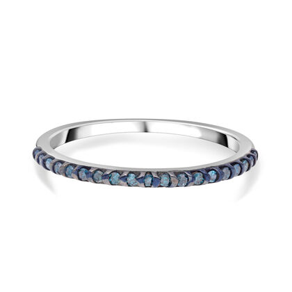 Blauer Diamant Ring, 925 Silber platiniert (Größe 17.00) ca. 0.25 ct