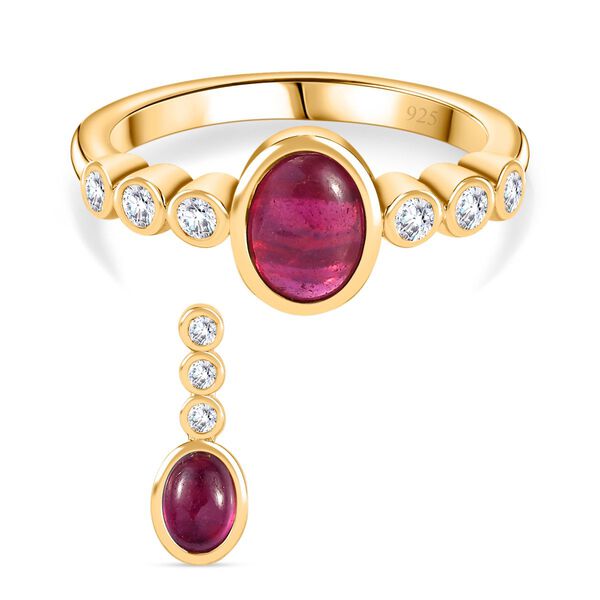 2er-Set AA Afrikanischer Rubin und Zirkon-Schmuckset - 2,53 ct.