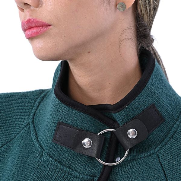 TAMSY: Strick-Mantel f&uuml;r Damen mit Schnalle, Dunkelgr&uuml;n image number 6