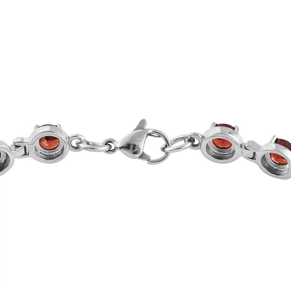 Rotes Granat-Armband, 19 cm, Edelstahl ca. 11,50 ct image number 4