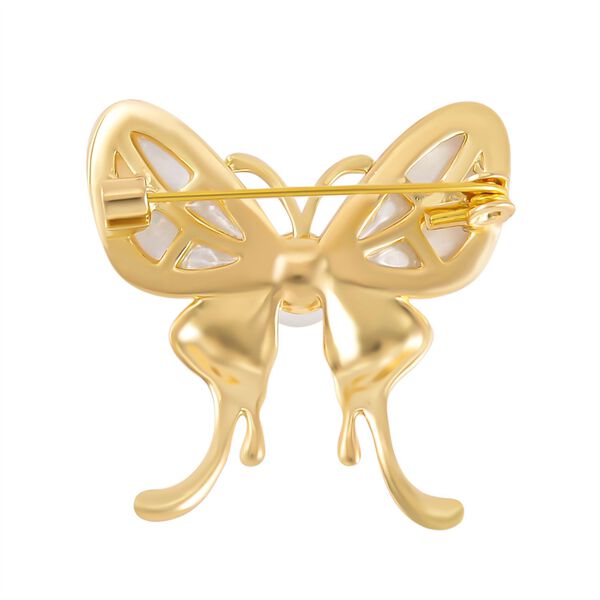 Weiße Muschelkernperle Brosche  Std Gelb image number 3