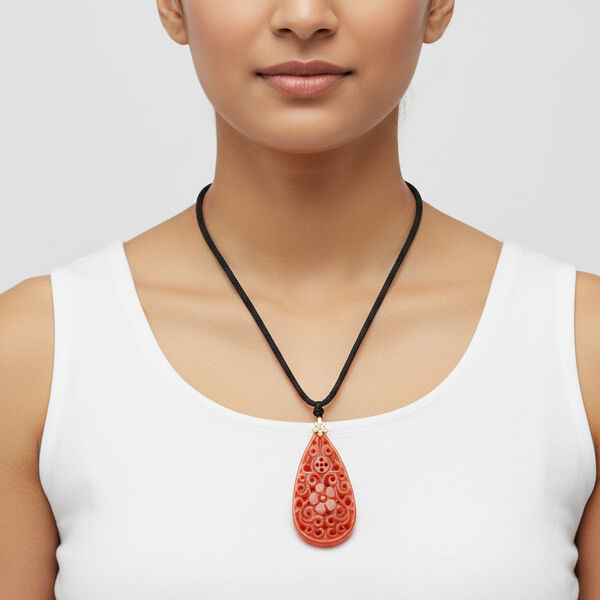 D'Joy Rote Jade Halskette Flexibles (ca. 71 cm) 925 Silber vergoldet ca. 50,00 ct. image number 2