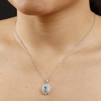 RHAPSODY zertifiziert und gepr&uuml;ft AAAA Paraiba Turmalin und VS-EF Diamant Anh&auml;nger mit 45cm Kette in 950 Platin - 1,60 ct.