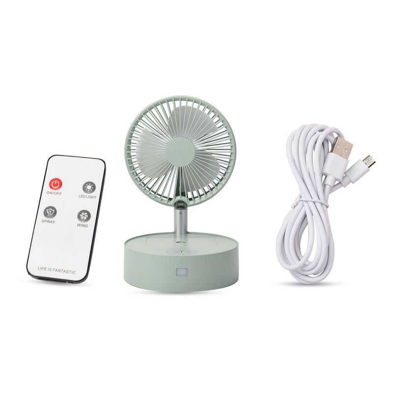 Kabelloser, faltbarer Ventilator mit integriertem Luftbefeuchter, USB-Anschluss, Weißgrün image number 0