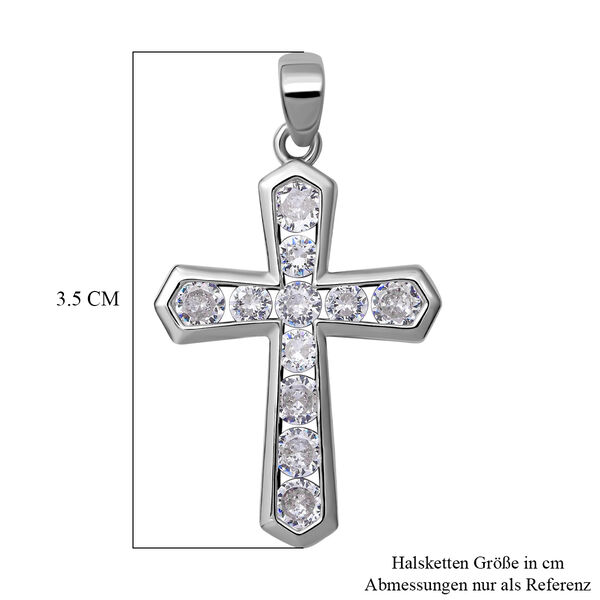 Lustro Stella - Wei&szlig;er Zirkonia Kreuz-Anh&auml;nger, 925 Silber rhodiniert ca. 0,54 ct image number 4