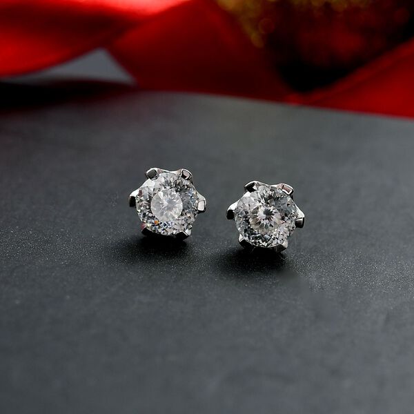 D'Joy 161 Facettiert Moissanit Ohrringe 925 Silber rhodiniert ca. 1,75 ct. image number 1